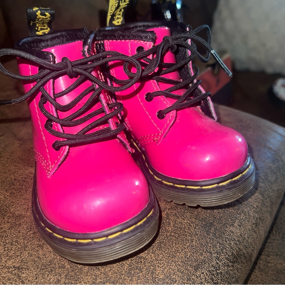 Dr. Martens Pink and Black Lace-Up Boots